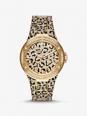 Relojes Michael Kors Oversized Lennox Animal Pave Mujer Doradas | 28063FZVM