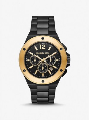 Relojes Michael Kors Oversized Lennox Hombre Negras Doradas | 92105CWGS