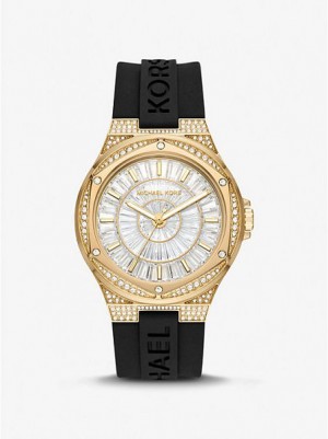 Relojes Michael Kors Oversized Lennox Pave And Silicona Mujer Doradas | 45671JIDM