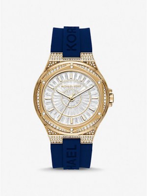 Relojes Michael Kors Oversized Lennox Pave And Silicona Mujer Doradas | 80392FOWH