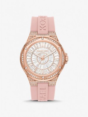 Relojes Michael Kors Oversized Lennox Pave And Silicona Mujer Rosas Doradas | 04978JKOP