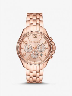 Relojes Michael Kors Oversized Pilot Pave Mujer Rosas Doradas | 35290FWPU