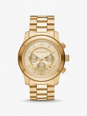 Relojes Michael Kors Oversized Runway Hombre Doradas | 45907FOKP