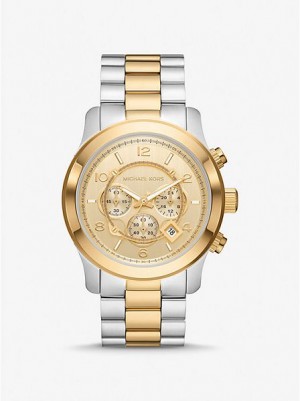 Relojes Michael Kors Oversized Runway Mujer Plateadas Doradas | 63208JEIL