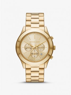 Relojes Michael Kors Oversized Slim Runway Hombre Doradas | 02583COUF