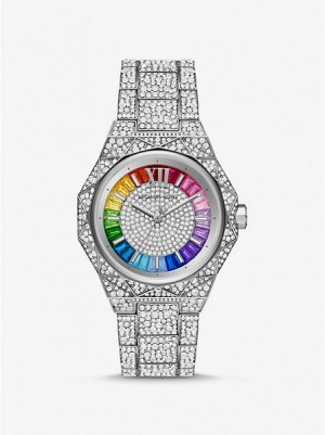 Relojes Michael Kors Pride Limited-edition Oversized Raquel Rainbow Pave Mujer Plateadas | 52409FVLN