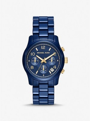 Relojes Michael Kors Runway Mujer Azules | 96074UQRP