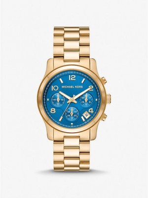 Relojes Michael Kors Runway Mujer Doradas | 92075RSAO