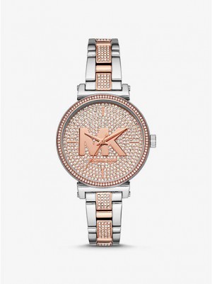 Relojes Michael Kors Sofie Pave Logo Mujer Plateadas Rosas | 43120YPHM