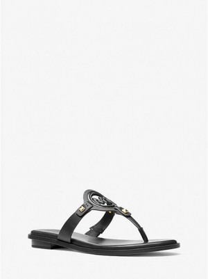 Sandalias Con Tiras Michael Kors Aubrey Cutout Cuero Mujer Negras | 73460DRPJ