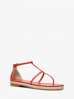 Sandalias Michael Kors Annabeth Cuero Mujer Coral | 46019MNXV