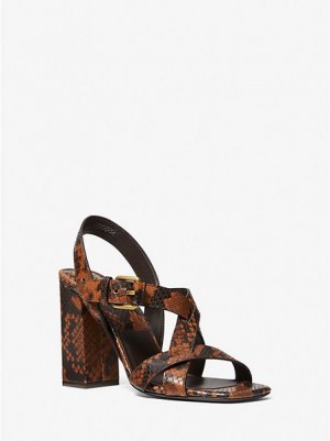 Sandalias Michael Kors Gladys Python Embossed Cuero Mujer Marrones | 61208ELOK