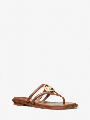 Sandalias Michael Kors Hampton Cuero Mujer Marrones | 07613OZDI