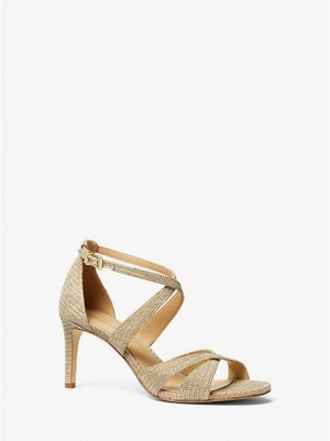 Sandalias Michael Kors Kinsley Glitter Chain-mesh Mujer Doradas | 39742PYGC