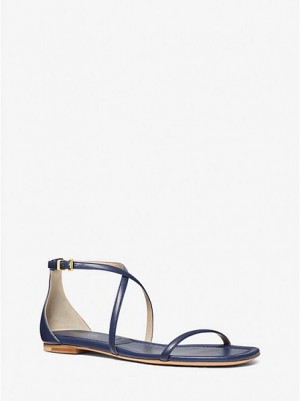 Sandalias Michael Kors Polly Cuero Mujer Azul Marino | 04278XMLH