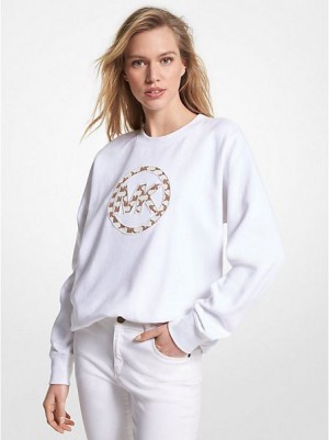 Sudaderas Michael Kors Logo Charm Algodon Blend Mujer Blancas | 03628WOUE