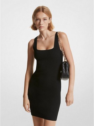 Vestido Michael Kors Acanalado Stretch Knit Tank Mujer Negras | 95306SAXZ