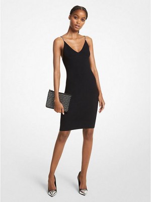 Vestido Michael Kors Chain-link Recycled Viscose Tank Mujer Negras Plateadas | 26958AQZN