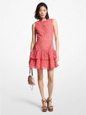 Vestido Michael Kors Zebra Eyelet Algodon Mujer Rosas | 39140TNQA