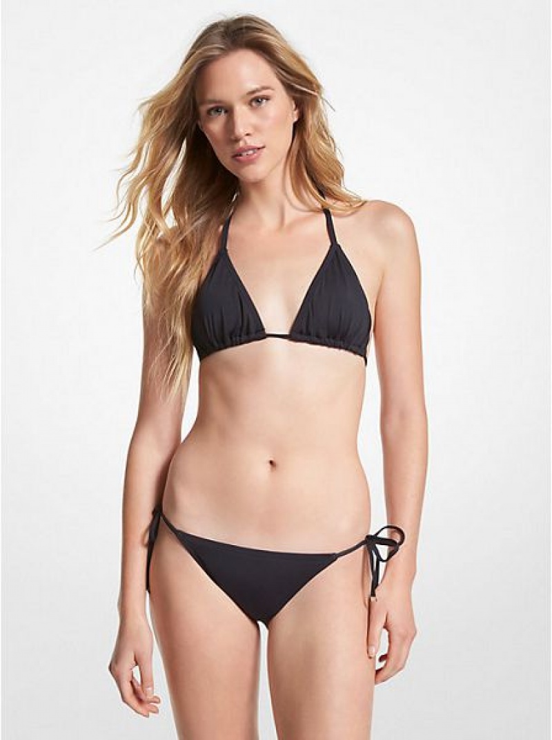 Arriba De Bikini Michael Kors Stretch Nylon Triangle Mujer Negras | 75280LEGB