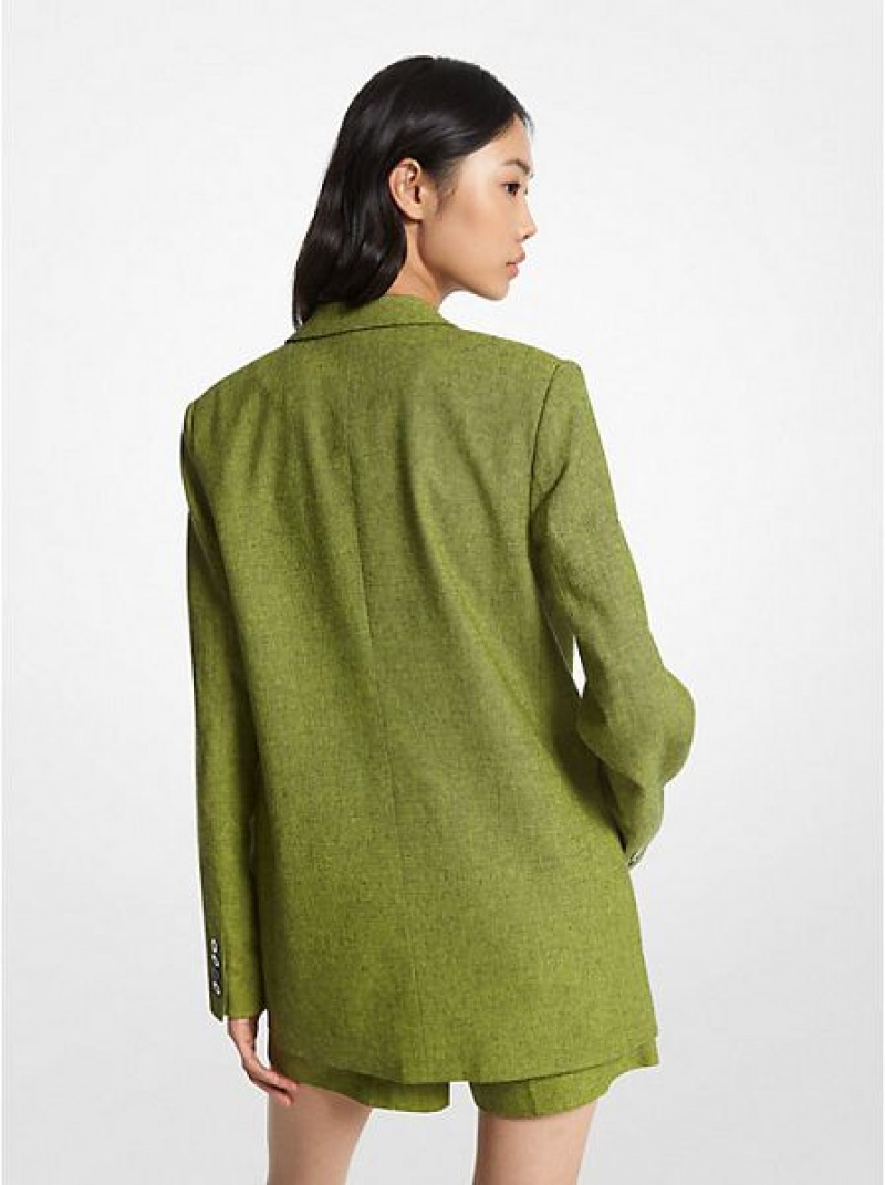 Blazers Michael Kors Linen Blend Boyfriend Mujer Verde | 51478PNSV