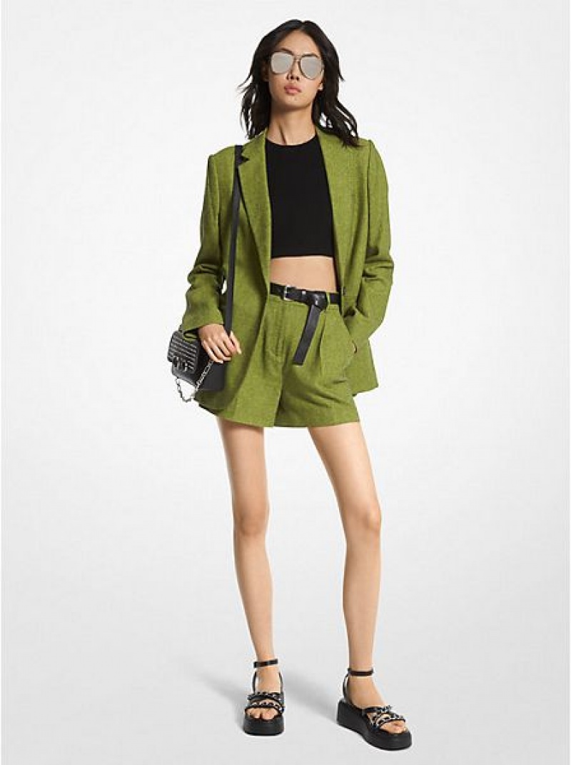 Blazers Michael Kors Linen Blend Boyfriend Mujer Verde | 51478PNSV