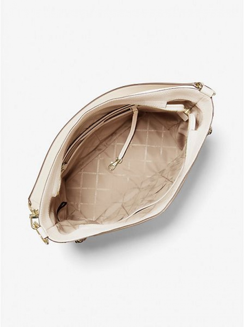 Bolsa De Hombro Michael Kors Brooklyn Large Pebbled Cuero Mujer Creme | 38507SPWG