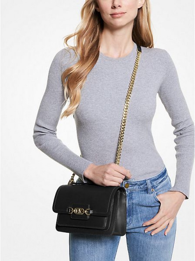 Bolsa De Hombro Michael Kors Heather Large Cuero Mujer Negras | 16023RYEQ