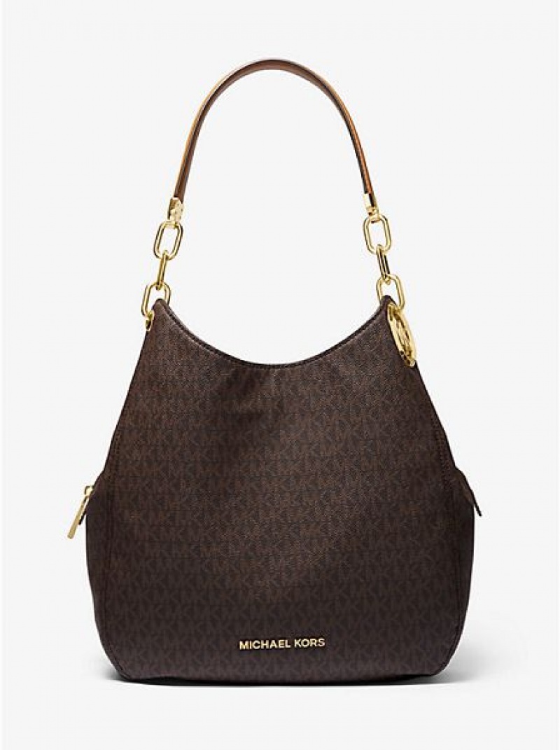 Bolsa De Hombro Michael Kors Lillie Large Logo Mujer Marrones | 61903PISB