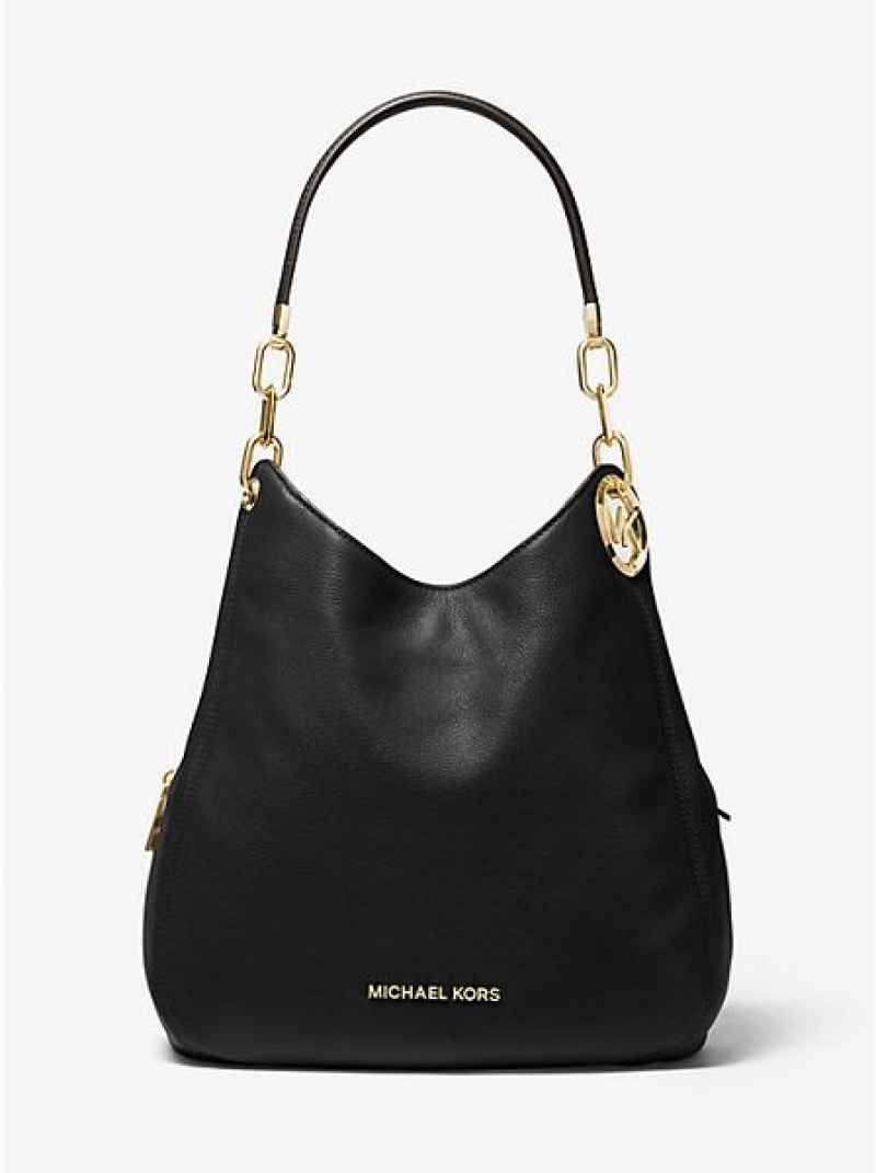 Bolsa De Hombro Michael Kors Lillie Large Pebbled Cuero Mujer Negras | 19235MZKU