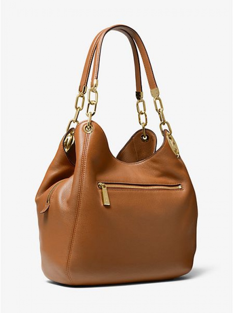 Bolsa De Hombro Michael Kors Lillie Large Pebbled Cuero Mujer Marrones | 08415CAVW