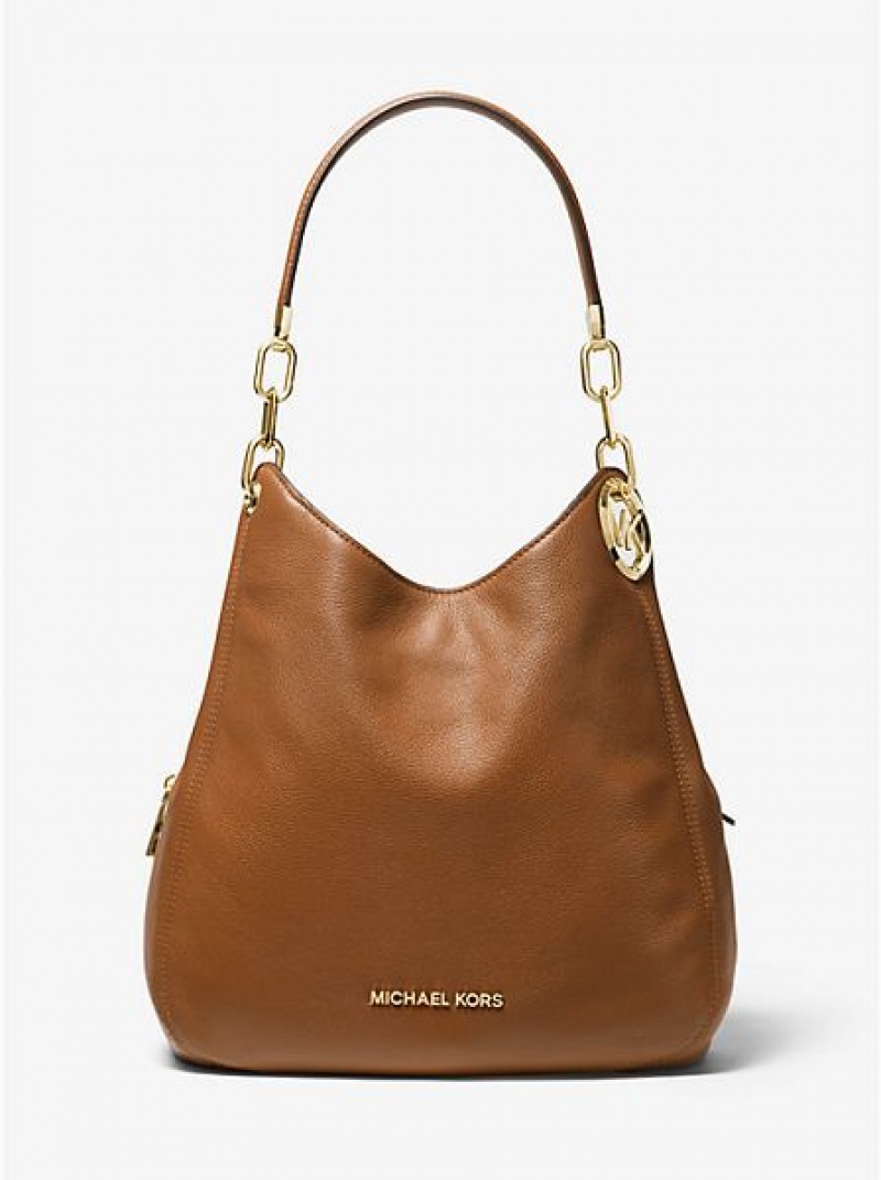 Bolsa De Hombro Michael Kors Lillie Large Pebbled Cuero Mujer Marrones | 08415CAVW