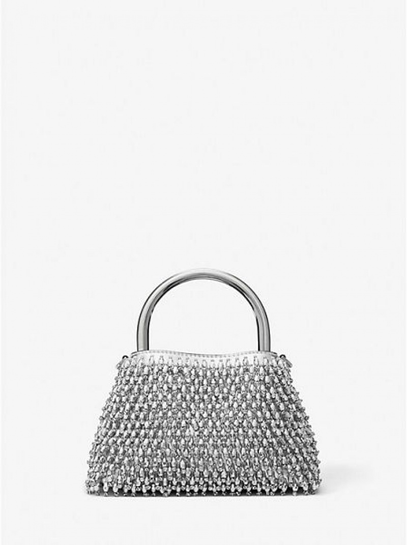 Bolsa De Hombro Michael Kors Limited-edition Rosie Extra-small Embellished Metallic Faux Cuero Mujer Plateadas | 21846KHXU