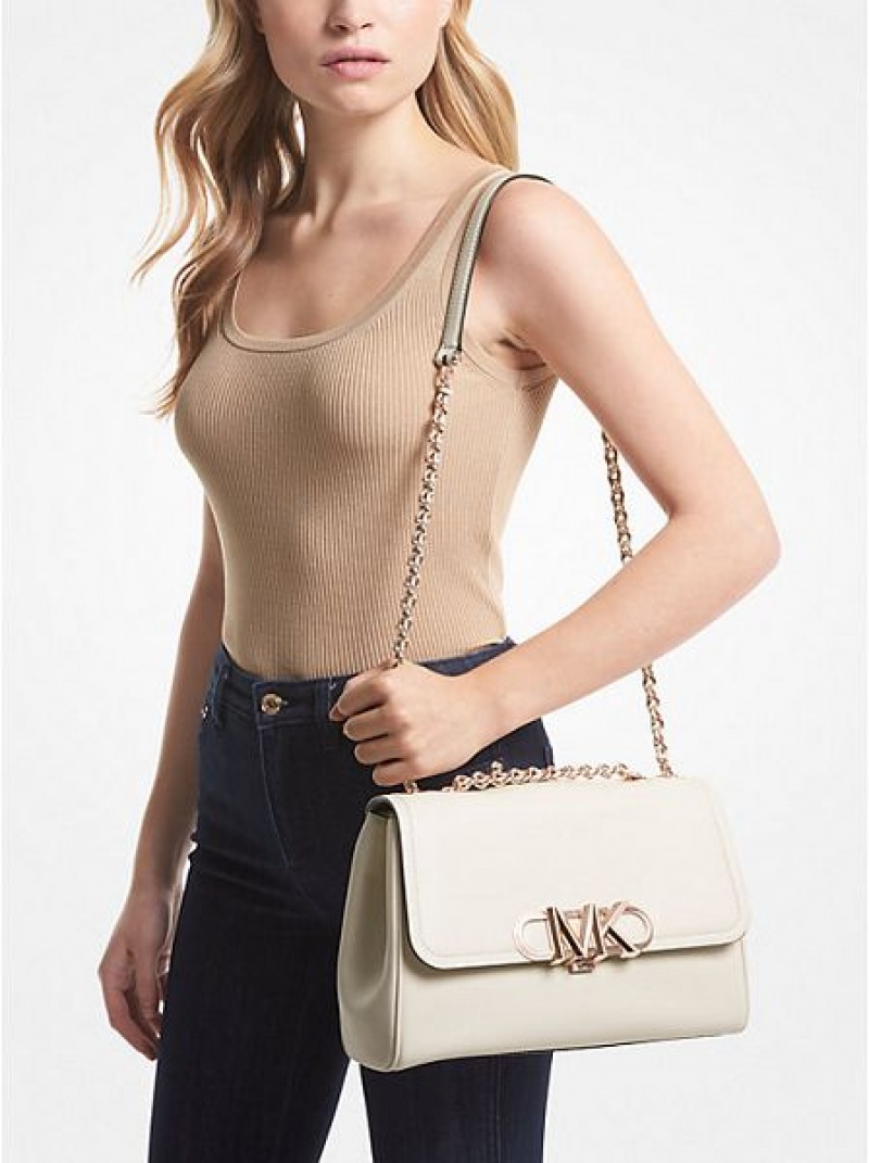 Bolsa De Hombro Michael Kors Parker Extra-large Cuero Mujer Creme | 59102IWAH