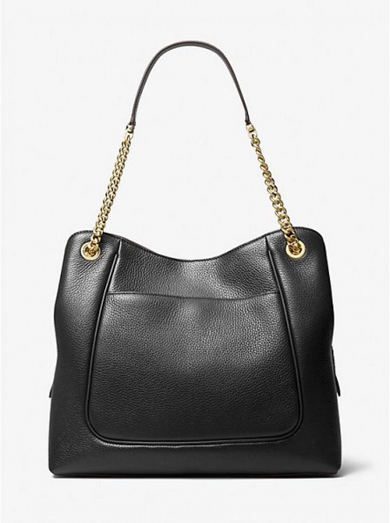 Bolsa De Hombro Michael Kors Piper Large Pebbled Cuero Mujer Negras | 45792FHZU