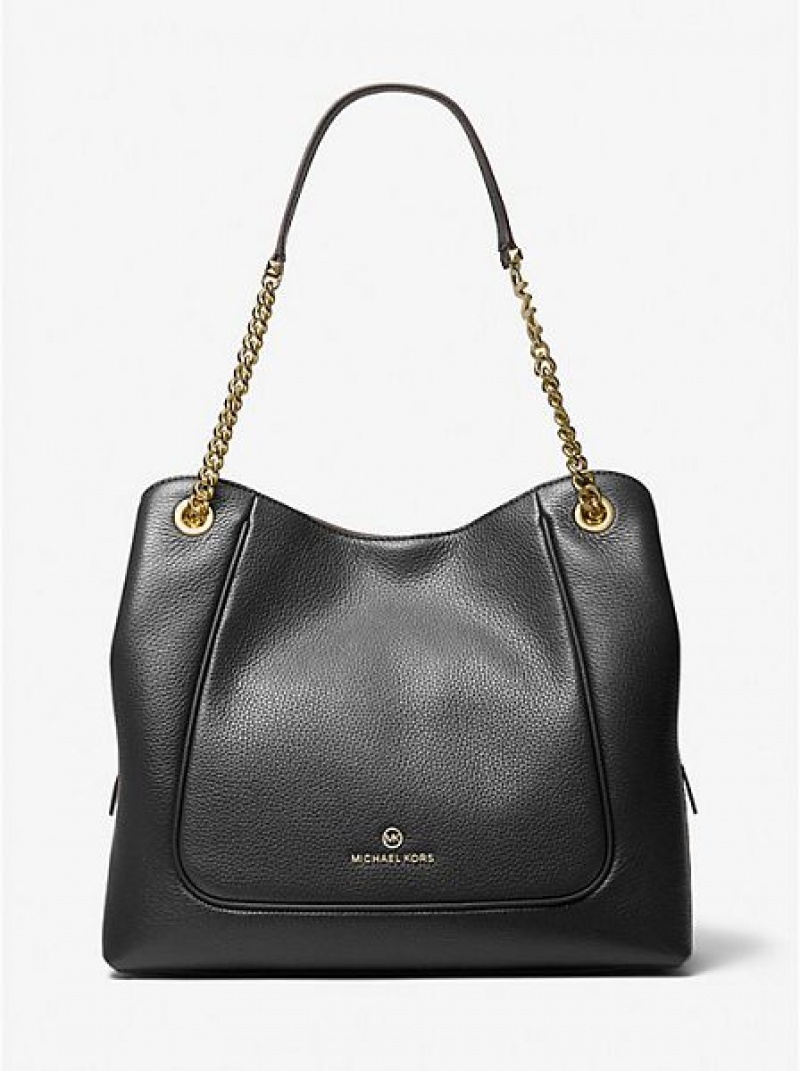 Bolsa De Hombro Michael Kors Piper Large Pebbled Cuero Mujer Negras | 45792FHZU