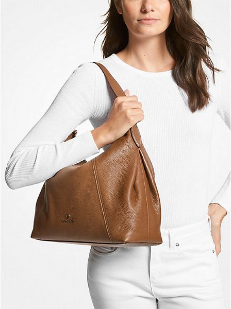 Bolsa De Hombro Michael Kors Sienna Large Pebbled Cuero Mujer Marrones | 71239QVFS