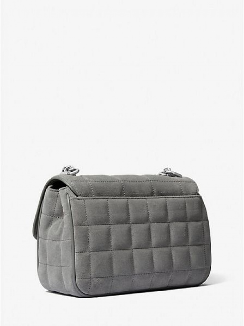 Bolsa De Hombro Michael Kors Soho Large Acolchado Gamuza Mujer Gris | 95802GMJU