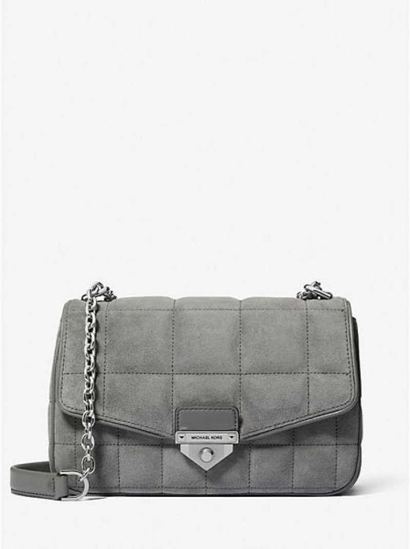 Bolsa De Hombro Michael Kors Soho Large Acolchado Gamuza Mujer Gris | 95802GMJU