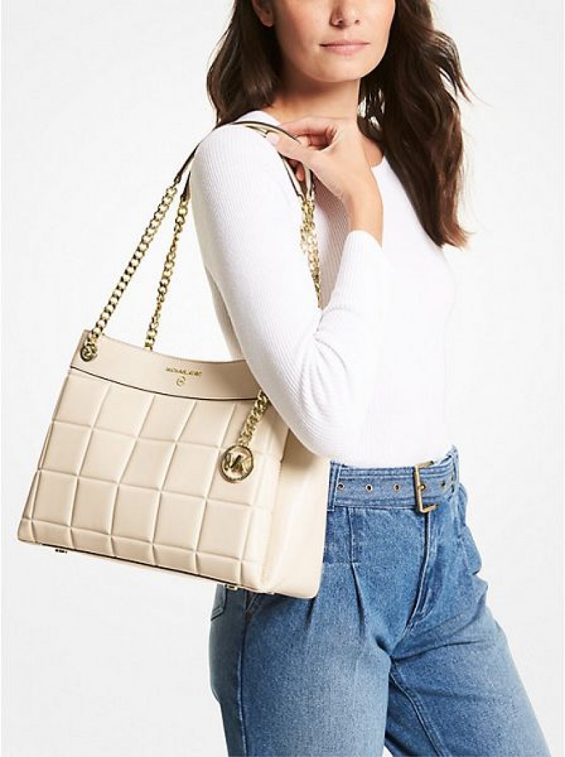 Bolsa De Hombro Michael Kors Susan Medium Acolchado Cuero Mujer Creme | 71682AIWJ