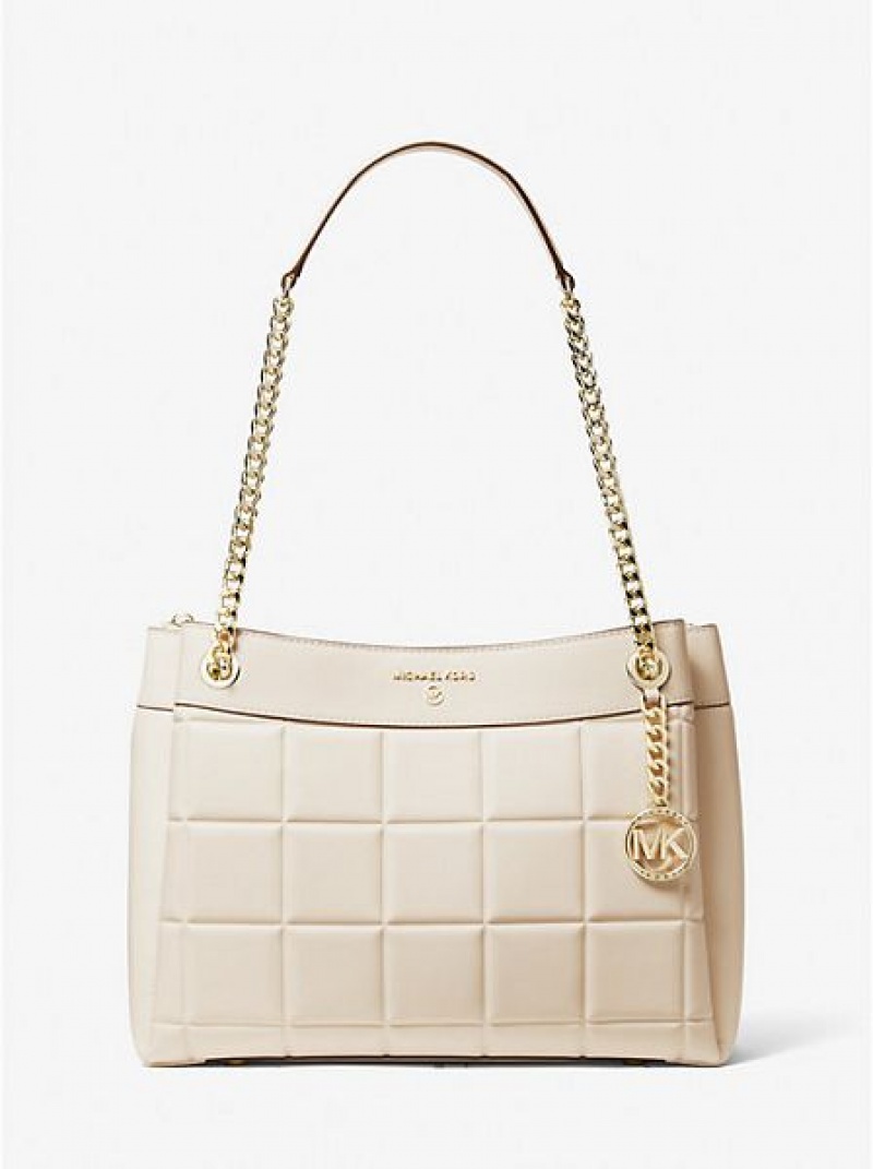 Bolsa De Hombro Michael Kors Susan Medium Acolchado Cuero Mujer Creme | 71682AIWJ