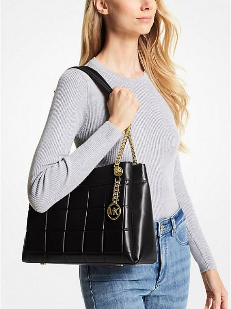 Bolsa De Hombro Michael Kors Susan Medium Acolchado Cuero Mujer Negras | 25438XPCF