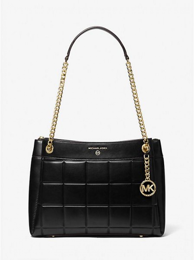 Bolsa De Hombro Michael Kors Susan Medium Acolchado Cuero Mujer Negras | 25438XPCF