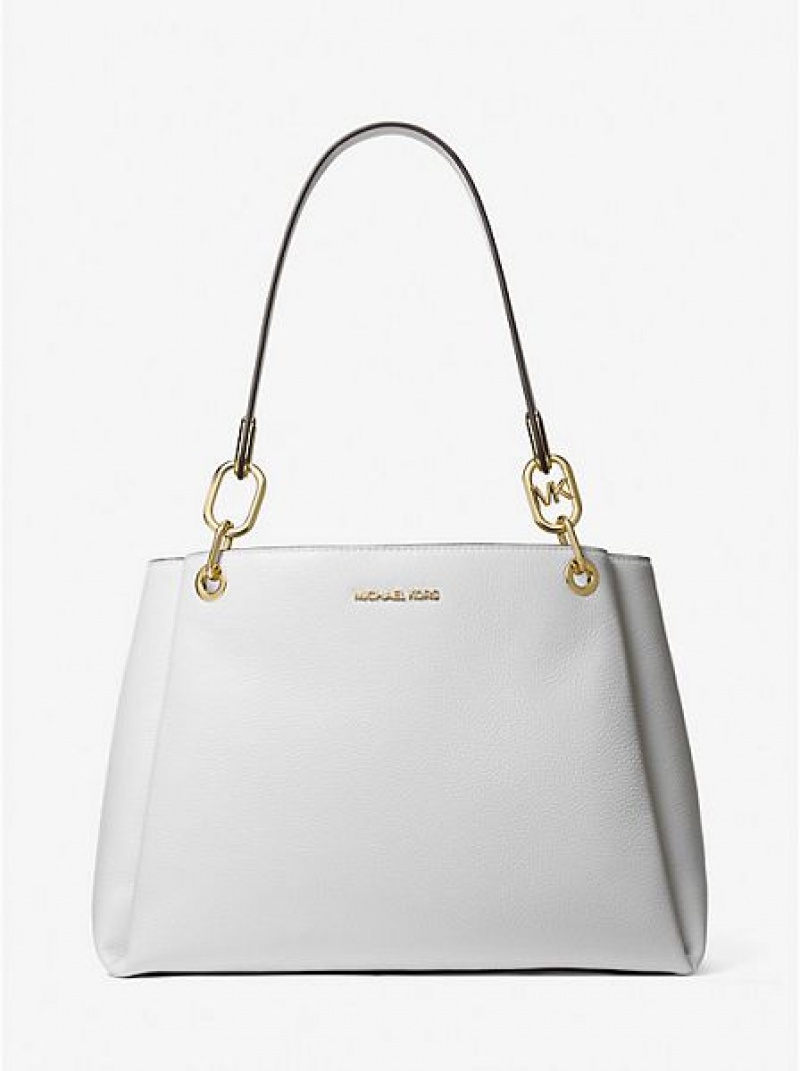 Bolsa De Hombro Michael Kors Trisha Large Pebbled Cuero Mujer Blancas | 72981DMEU