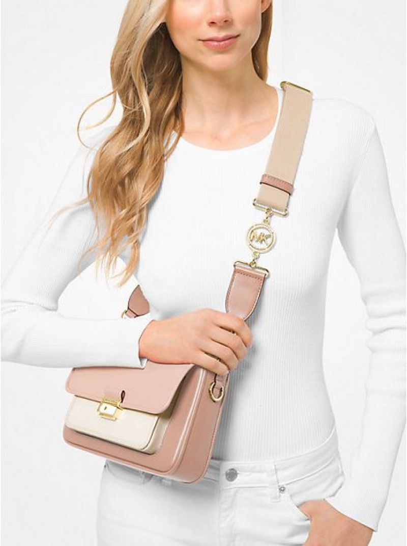 Bolsa De Mensajero Michael Kors Bradshaw Medium Color-block Cuero Mujer Rosas | 36701QNKH