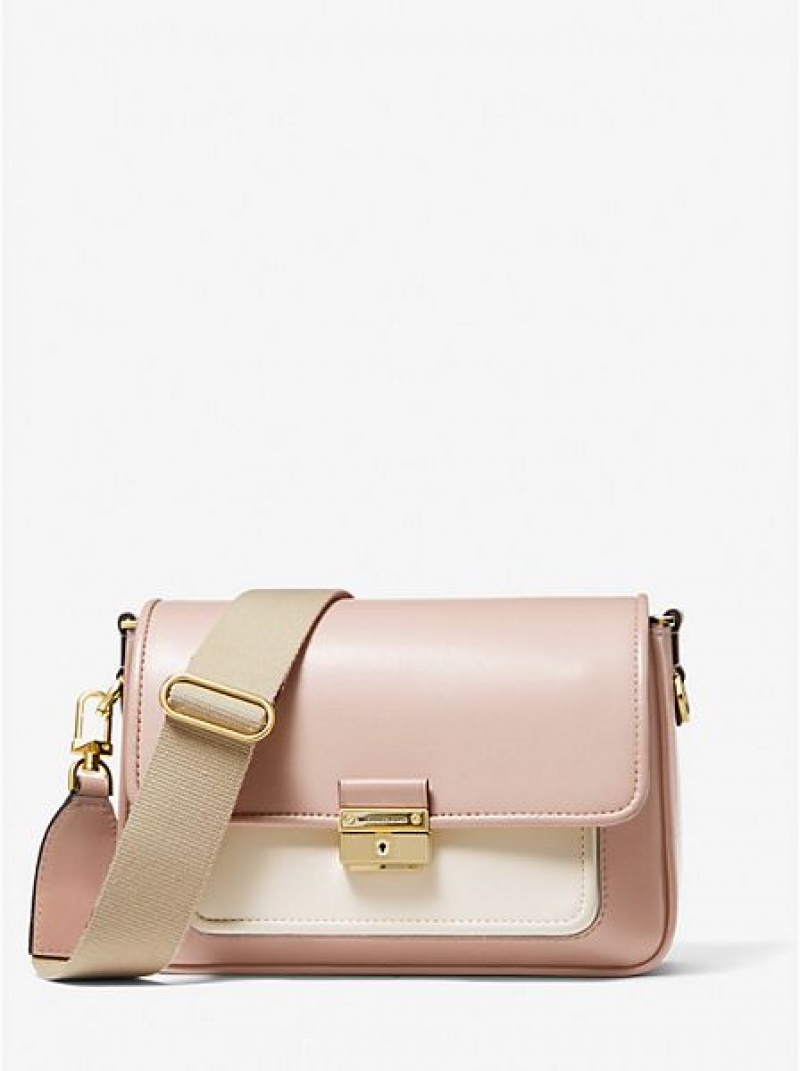 Bolsa De Mensajero Michael Kors Bradshaw Medium Color-block Cuero Mujer Rosas | 36701QNKH