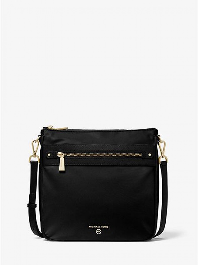 Bolsa De Mensajero Michael Kors Jet Set Large Nylon Gabardine Mujer Negras | 31684QMHB