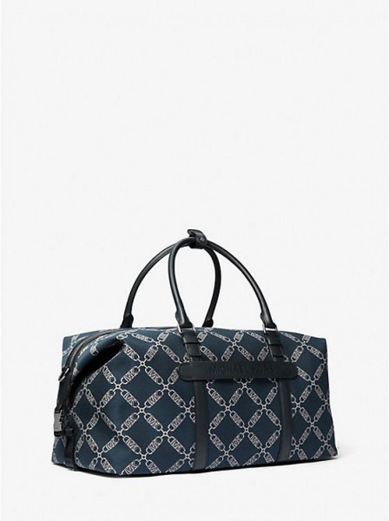 Bolso De Equipaje Michael Kors Varick Empire Logo Jacquard Mujer Azul Marino | 75021DFBS