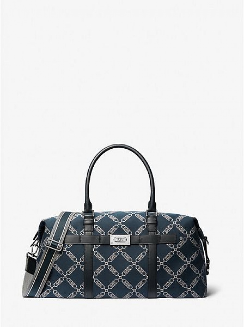 Bolso De Equipaje Michael Kors Varick Empire Logo Jacquard Hombre Azul Marino | 06593SHIO