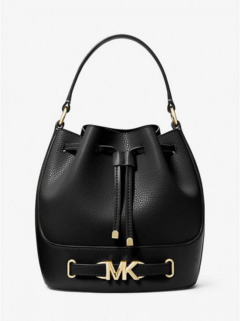 Bolso Saco Michael Kors Reed Medium Pebbled Cuero Mujer Negras | 69435TVLR